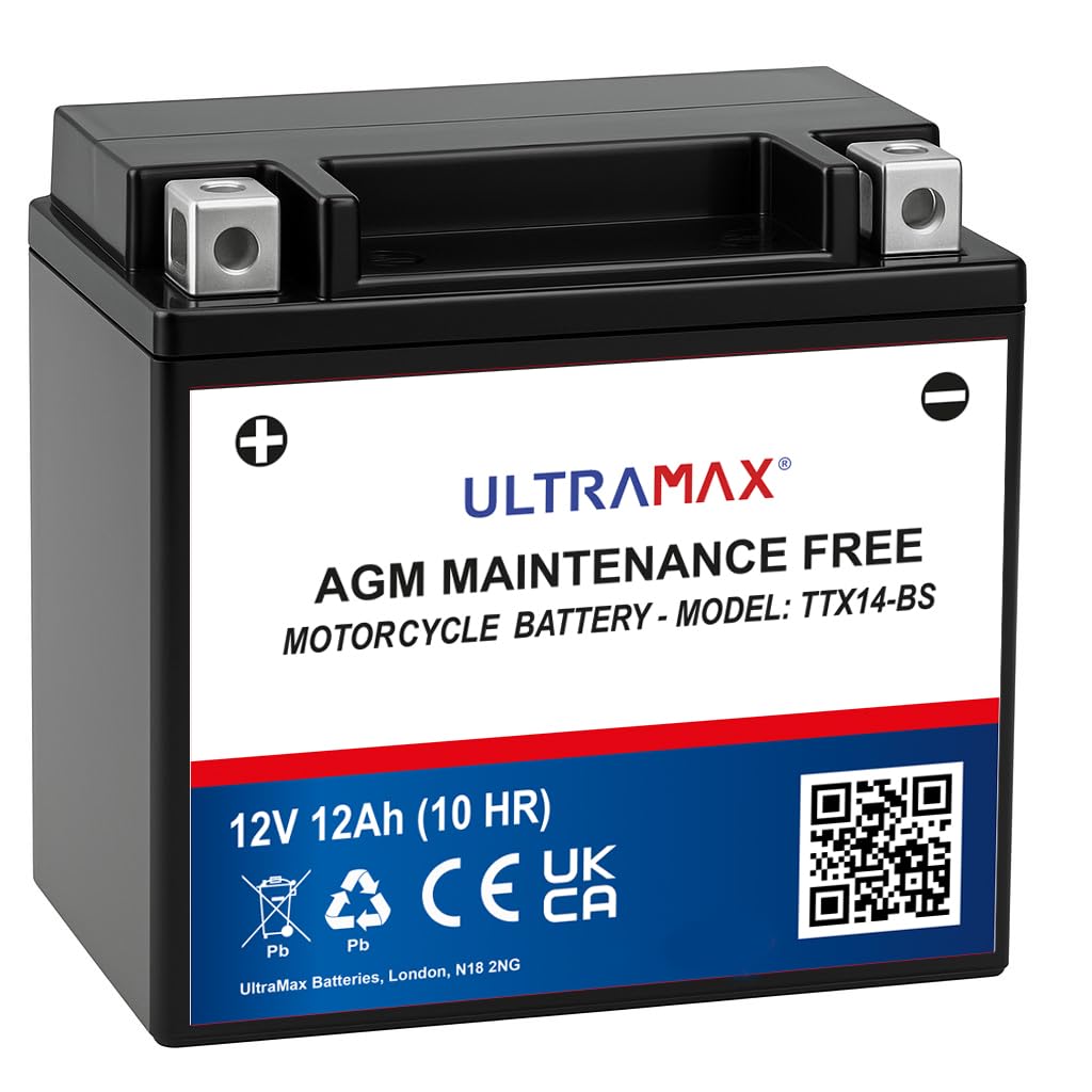 ULTRAMAX Batteria per moto YTX14-BS/TTX14-BS 12v 12ah AGM