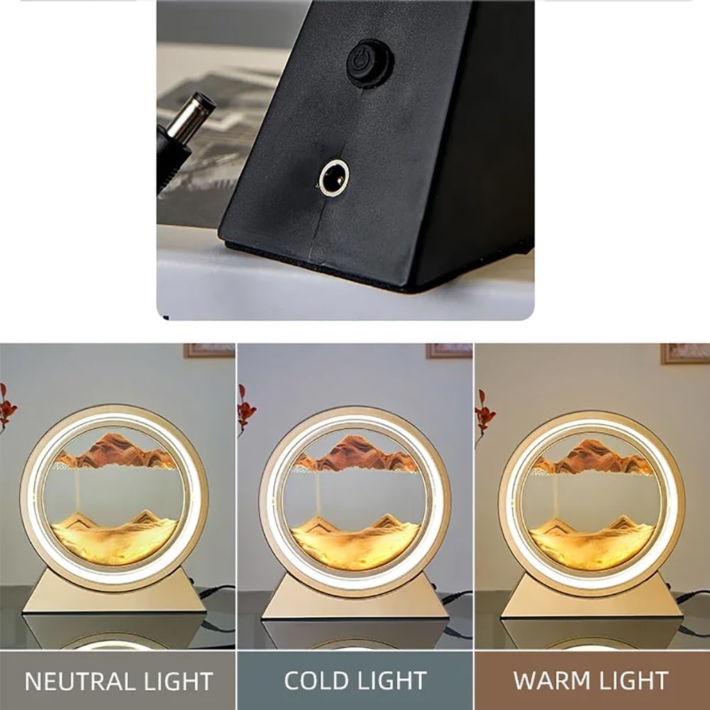 sztuka z piasku, Lampa stołowa do malowania ruchomym piaskiem, 10 cali, wielokolorowa(Yellow,White Frame)