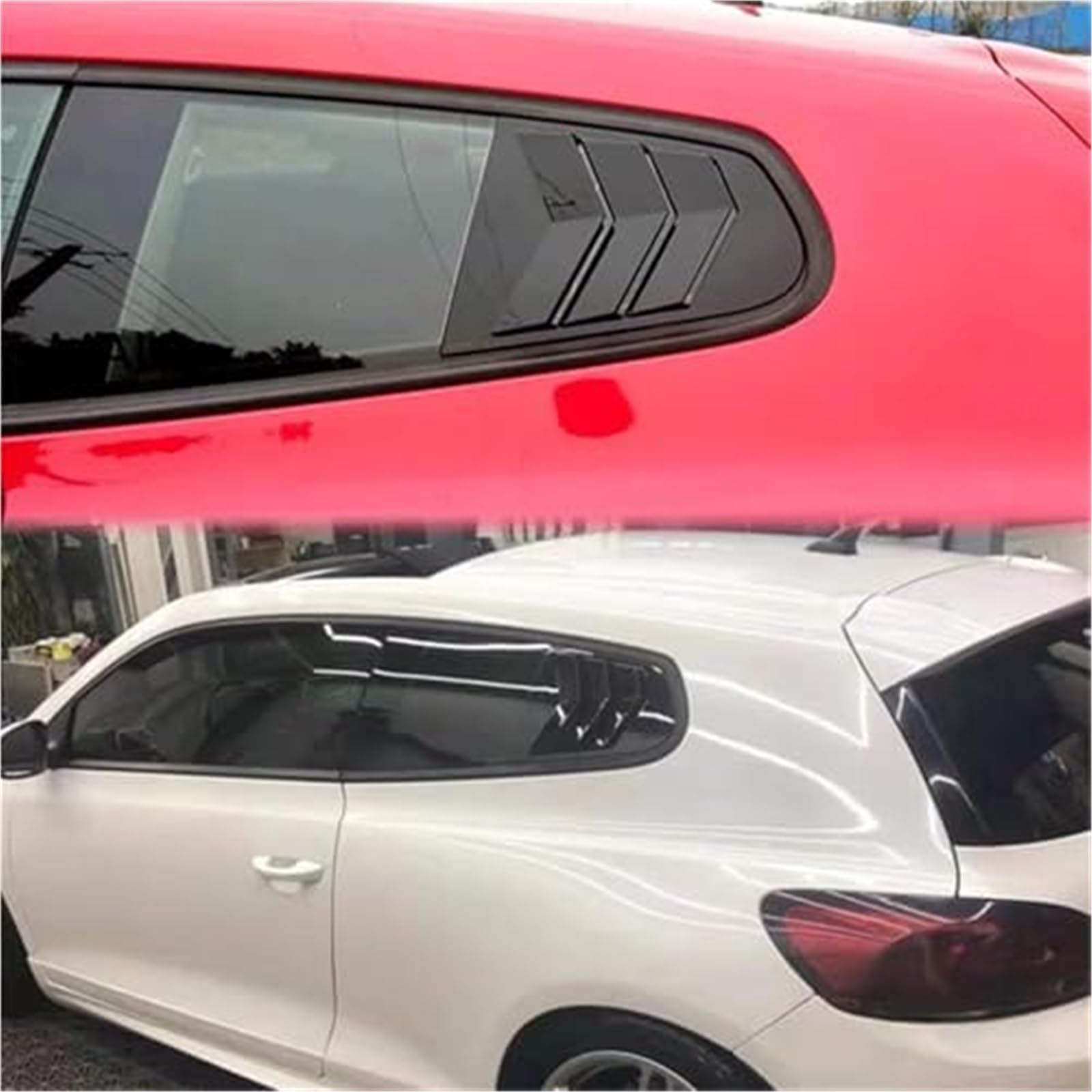 Protector de Cristal Trasero Embellecedor de la Cubierta del Obturador del Coche de la persiana de la Ventana Trasera, para Volkswagen, para VW, para Scirocco 2009-2018(Black Glossy Black)