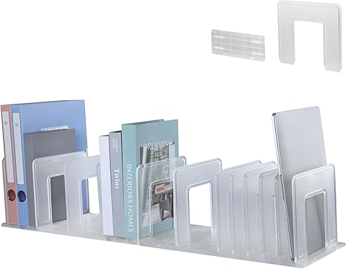 Miniatura 14 de Organizador de archivos vertical ajustable, soporte de archivos expandible de plástico resistente, organizador de carpetas de escritorio, separador