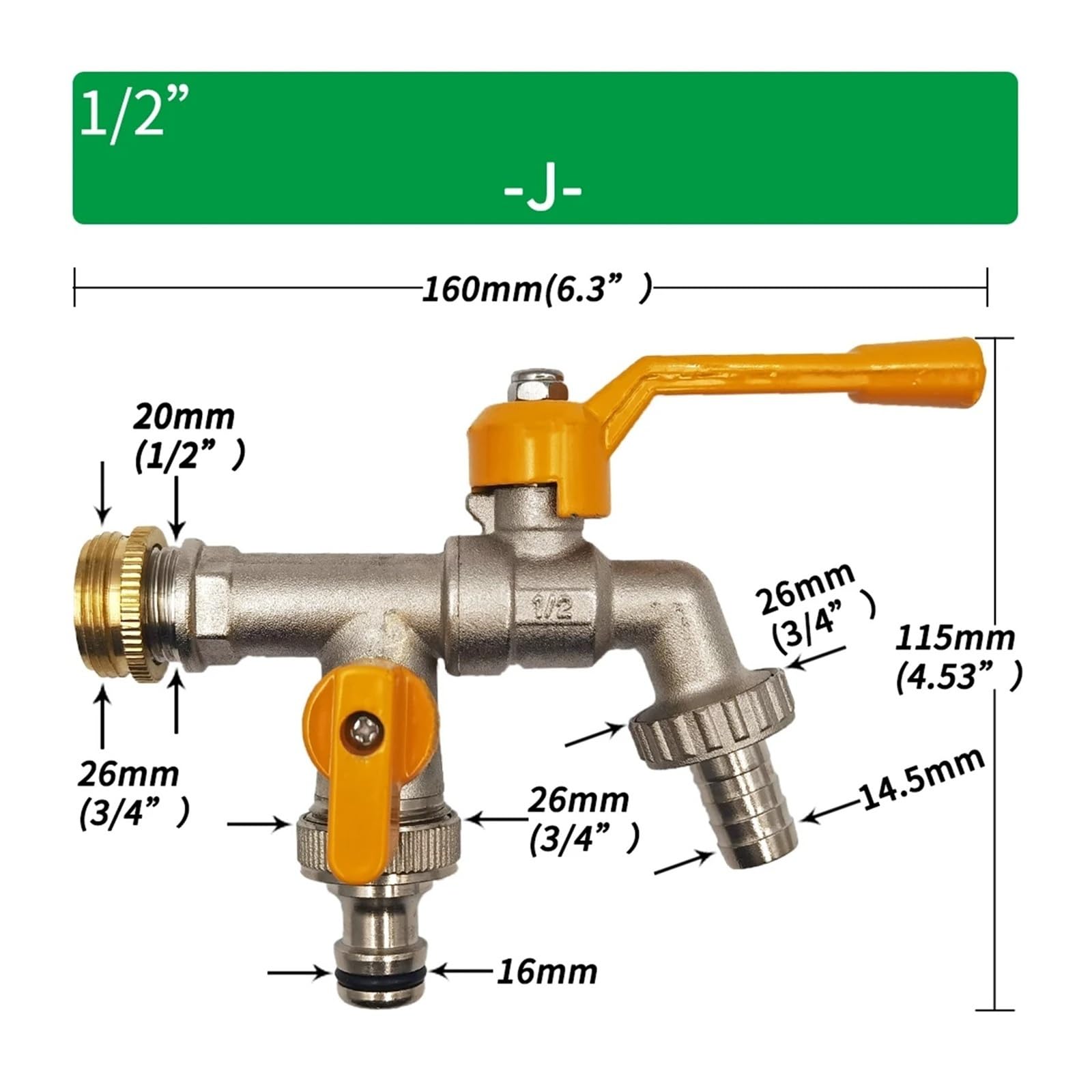 Adapter do węża ogrodowego, złącze zbiornika na wodę IBC, 2-drożny i 1-drożny mosiężny kran do nawadniania, zawór kulowy w zestawie (M-1 szt.)