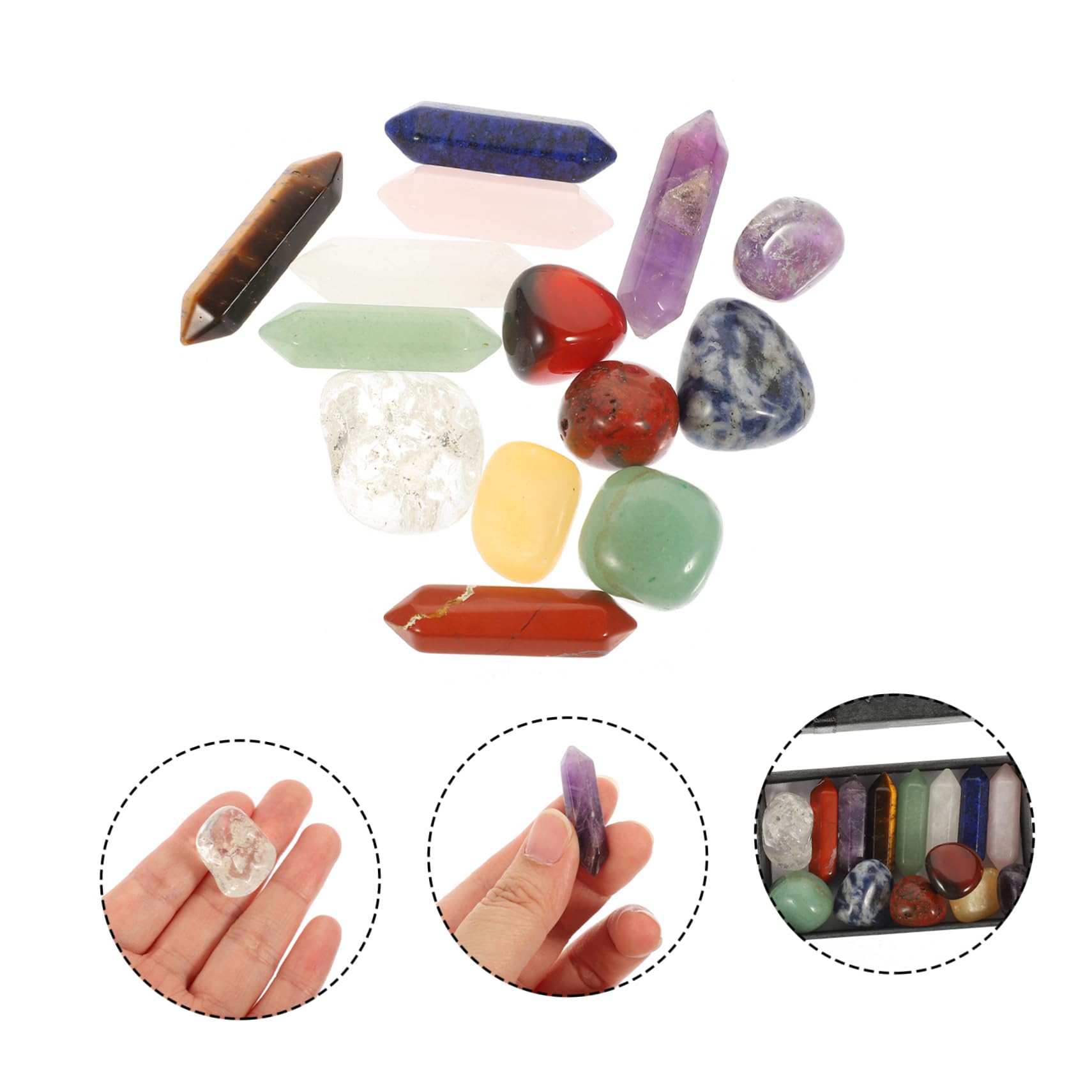 3 Set Crystal Yoga Stone Calcolo Cristalli Fabbricazione Chakra Per Raccolta Pietra Naturale Artigianato in Pietra Di Cristallo Naturale Pietre Colorate 14 Pezzi*3