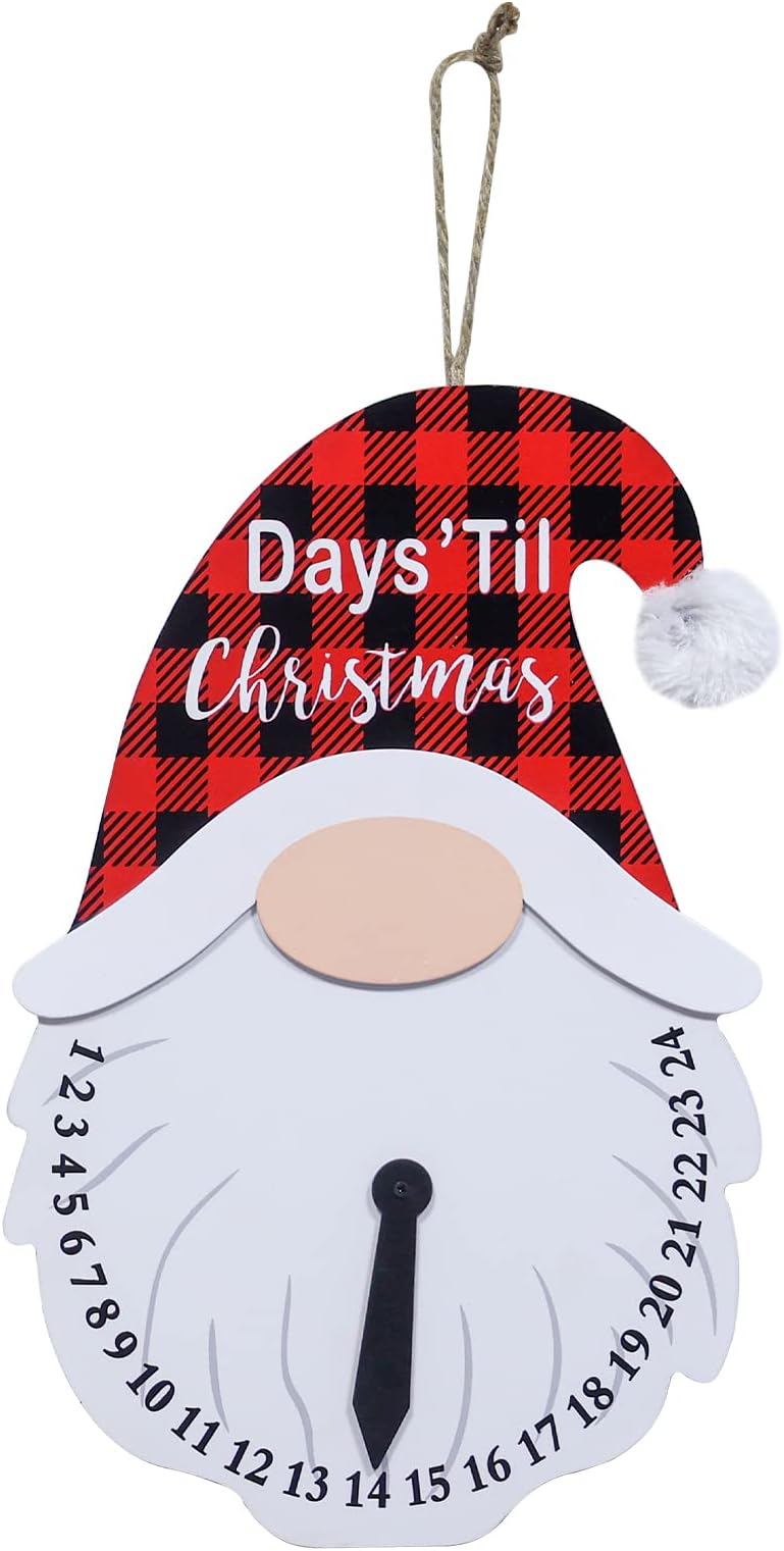 YEAHOME Christmas Countdown, Gnome Wall Hanging Sign Christmas Decor, Days Until Christmas Farmhouse Rustic Sign Advent Calendar Christmas Decorations Indoor for the Home Table Mantle Living Room