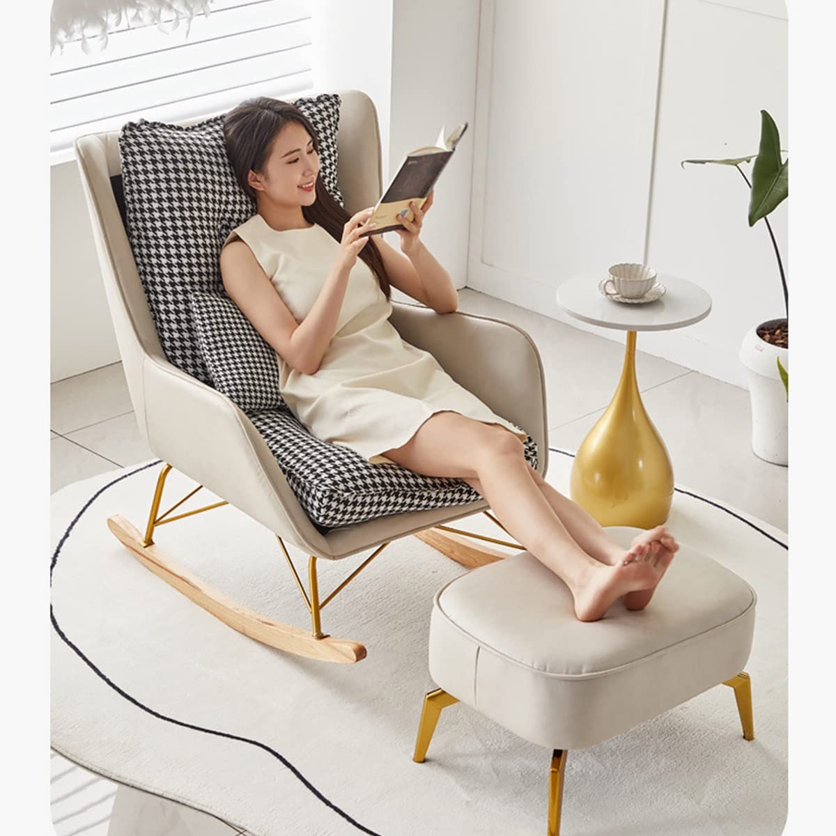 FLORIG for Nursery, Recliner Comfy Chair with Lumbar Pillow and Footrest, with Armrest,Leisure Armchair for Living Room,Side Accent Chair