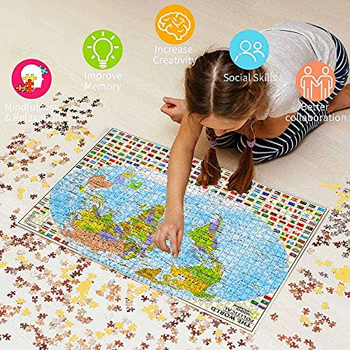 Rompecabezas de Mapa Mundial Político de 1000 Piezas para Adultos o Adolescentes con 197 Países y Banderas Internacionales, Juguete Educativo miniatura 7