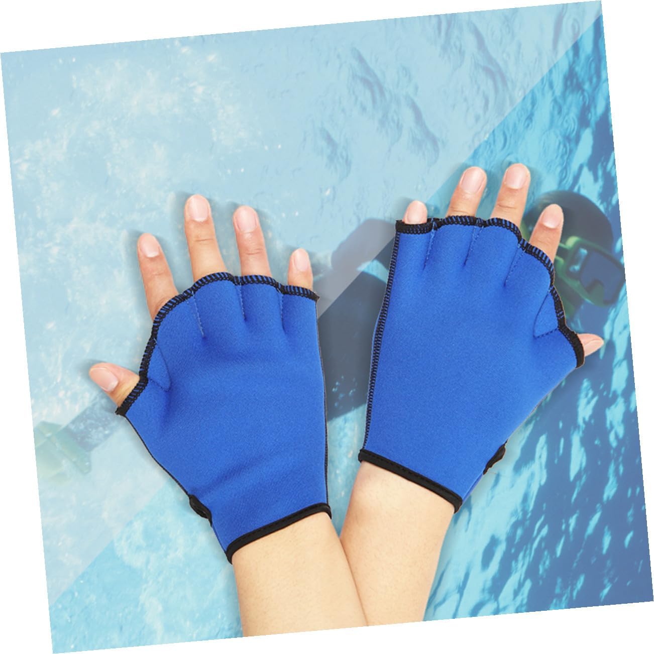 Webbed Swim Gloves 1 Pair Large Blue Aquatic Paddle Gloves for Swimming Training and Water Sports