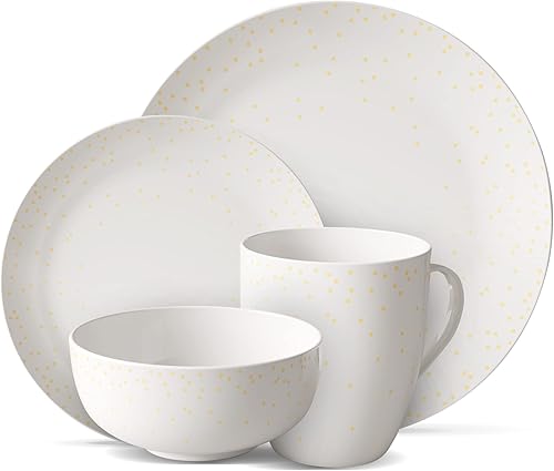 Safdie & Co. - Juego de platos y cuencos de confeti de diamante, moderno juego de vajilla de cocina, platos interiores y exteriores, juego de platos