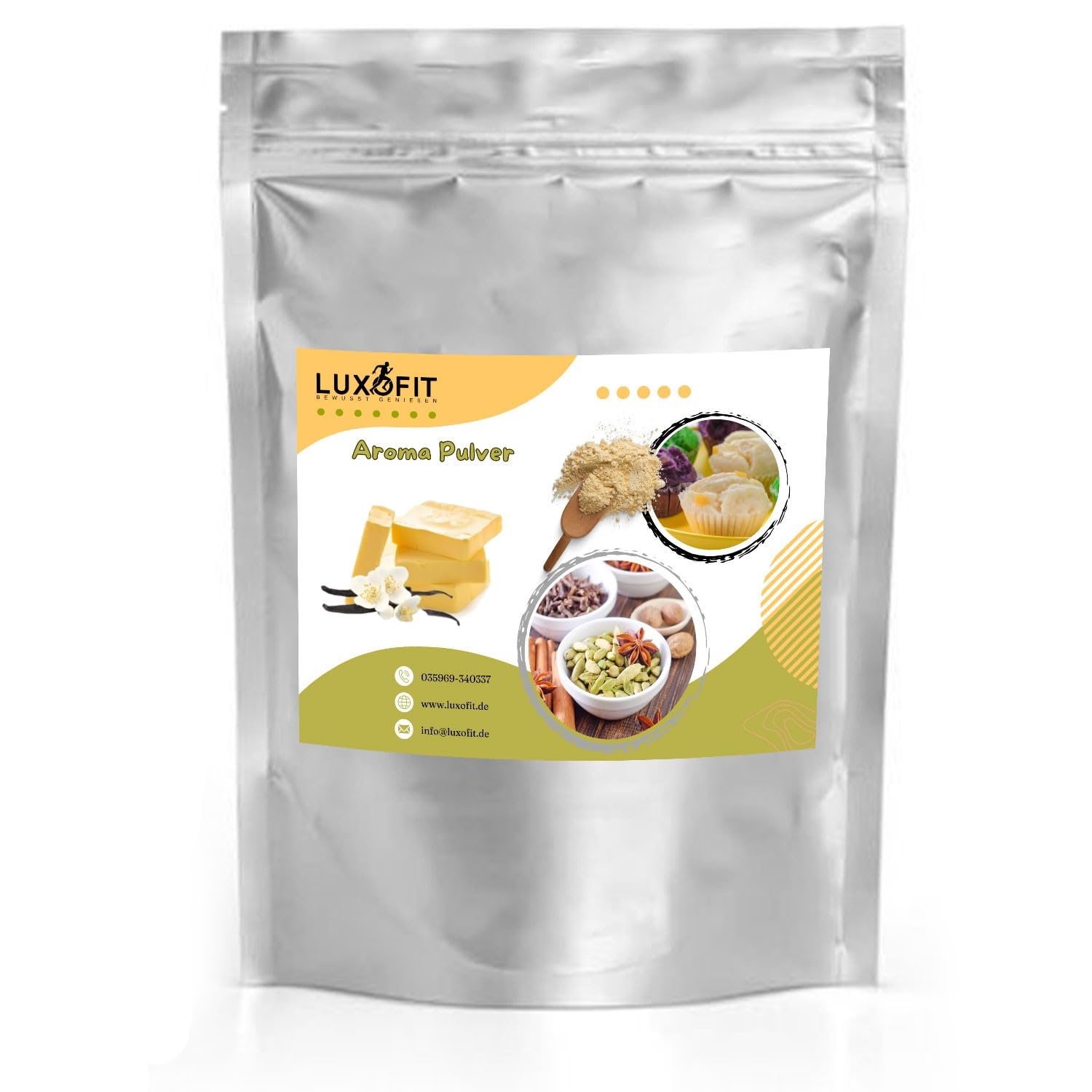 luxofit Butter Vanille Aroma Pulver fruchtige und Cremige Aromen geeignet für die private Küche und für Gastronomie Vegan und Vegetarisch Aromatisierung für Lebensmittel und Getränke 500 g Beige