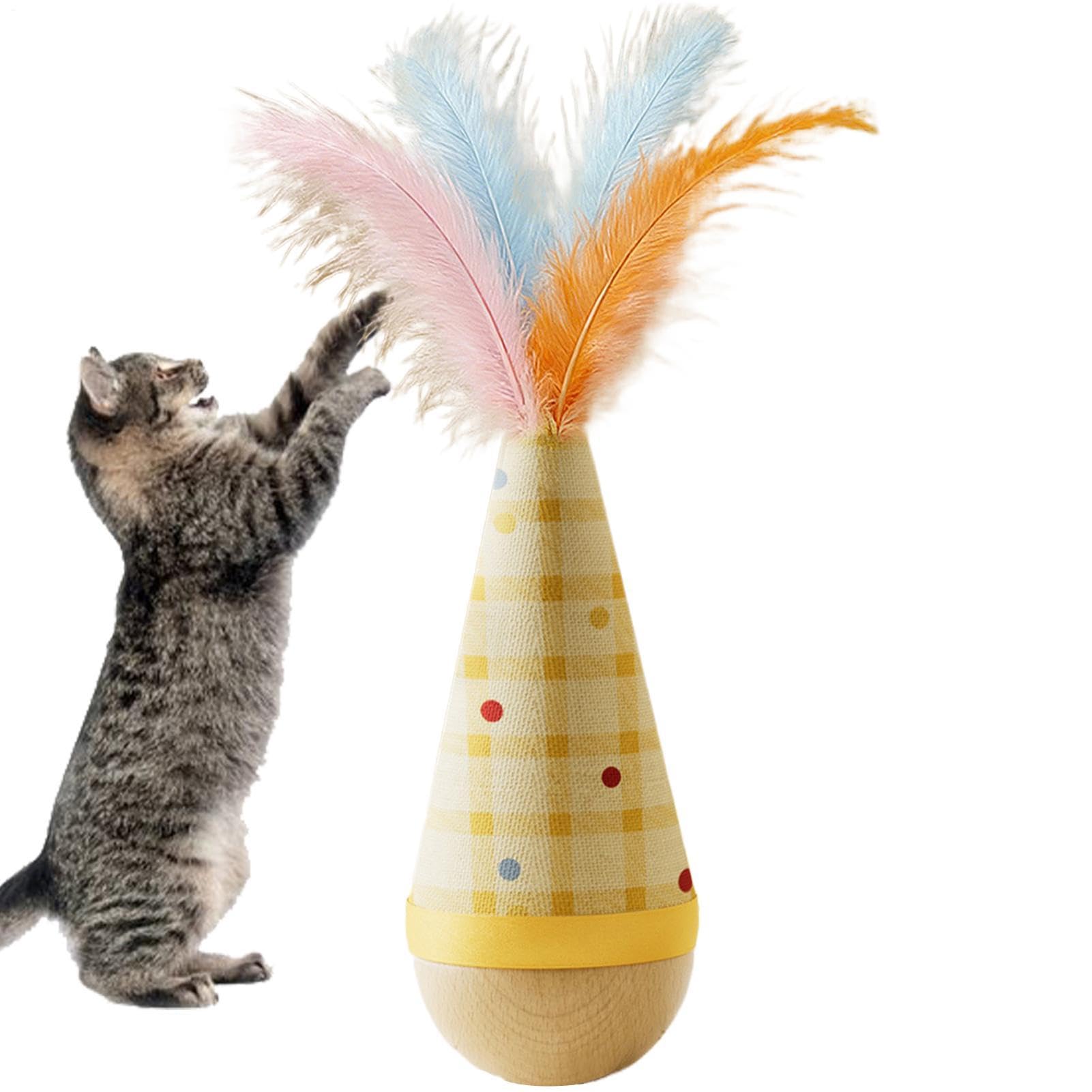 Cat Wobble Toy, Wooden Pet Enrichment Game, Wobble Toy Indoor Cats, For Lick Whack Pets And Small Animal Christmas Windowsill Home Bedrooms Exercises.