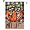 AVOIN colorlife Fall Pumpkin Welcome Garden Flag Double Sided, Autumn Thanksgiving Holiday Harvest Buffalo Plaid Yard Outdoor Decoration 12x18 Inch