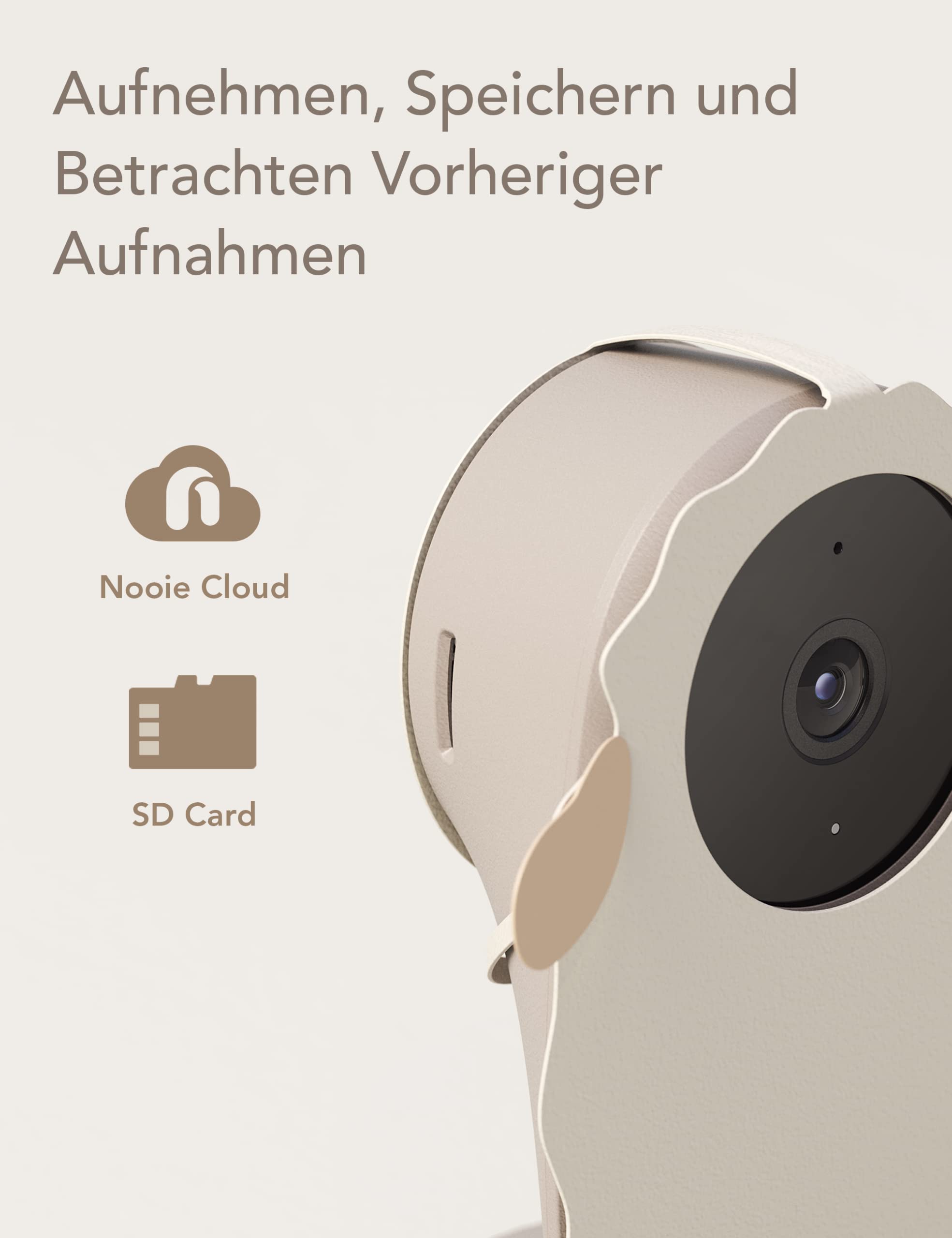 nooie Baby Monitor, Babyphone mit Kamera WLAN, Baby Kamera mit APP und Handy Verbindung, 1080P Nachtsicht, Bewegungs und Cry Detection Alexa kompatibel, Bewegungs Geräuscherkennung