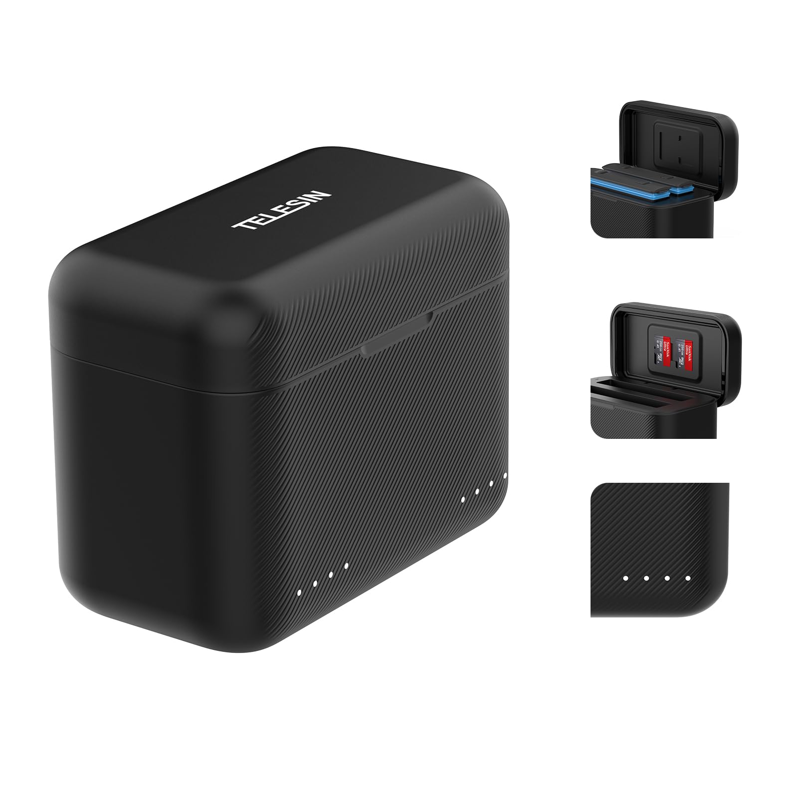 TELESINBattery Charger for Insta360 X4 Accessories with Micro SD Card Slots and USB Type C Cable, 2-Channel Quick Battery Charging Storage Station, Fast Charge Up to 100% in 65 Minutes PD3.0