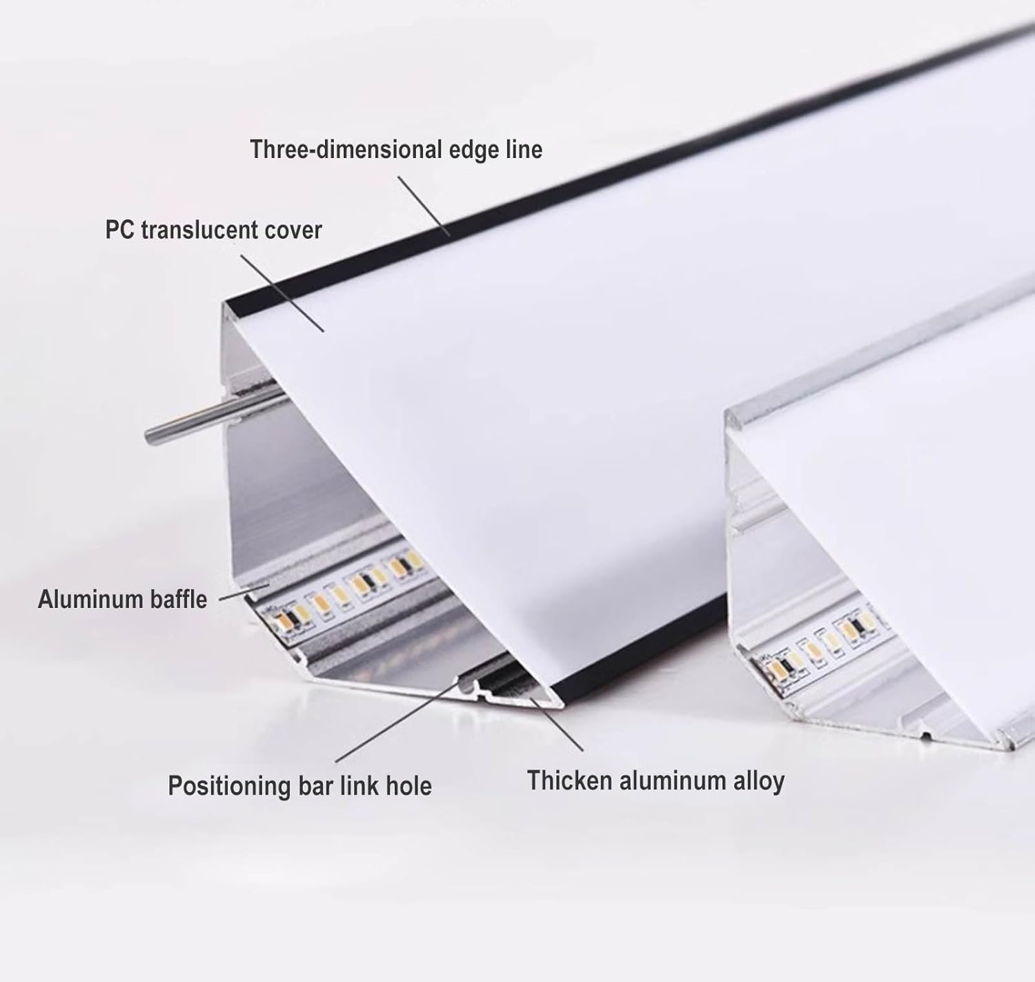 Black Led Track Ceiling Crown Molding Lighting, Linear Led Strip Diffuser for Wall Baseboard Lighting, Led Indirect Lighting Cove Moulding Trim(3.3ft/1m)