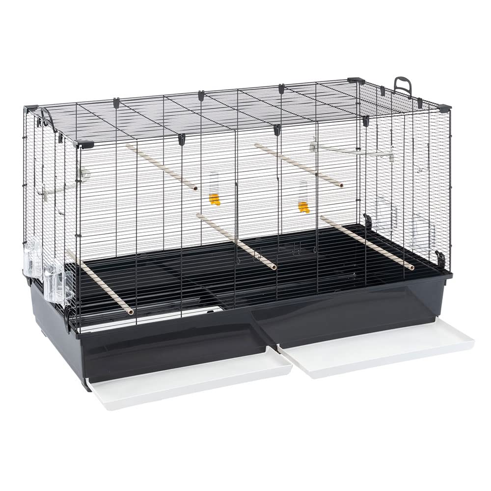 Ferplast Gabbia Voliera per Uccelli PIANO 8 Gabbia per Uccelli, Canarini, Bengalini, Cocorite, Inseparabili, in Metallo, Accessori inclusi Posatoi Mangiatoie Girevoli, 118 x 59 x h 75 cm.