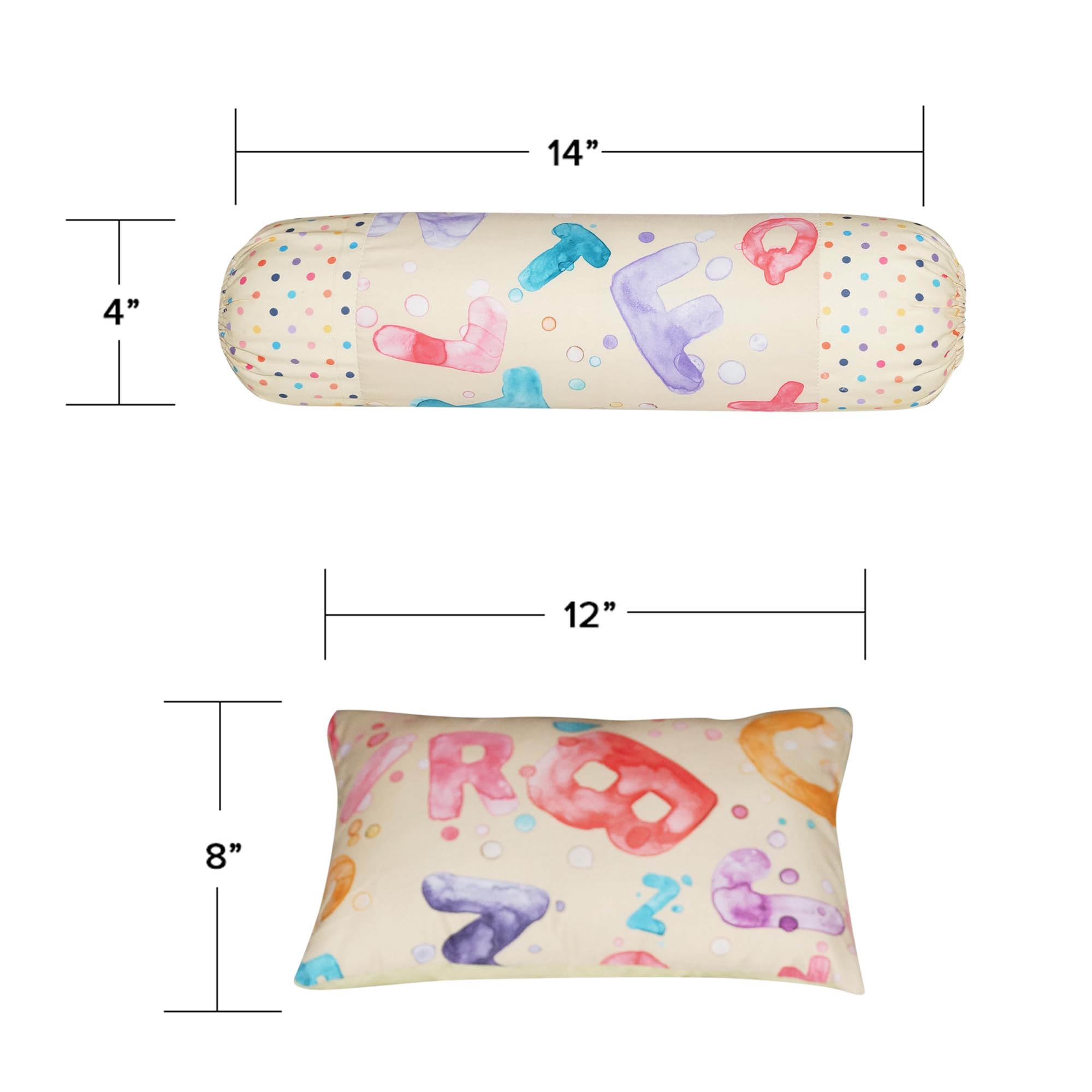 Oscar Home Toddler Pillow and Bolster Set with Covers which are Removable & Washable for Boys & Girls (Pack of 2, Alphabet) - Image 2 thumbnail