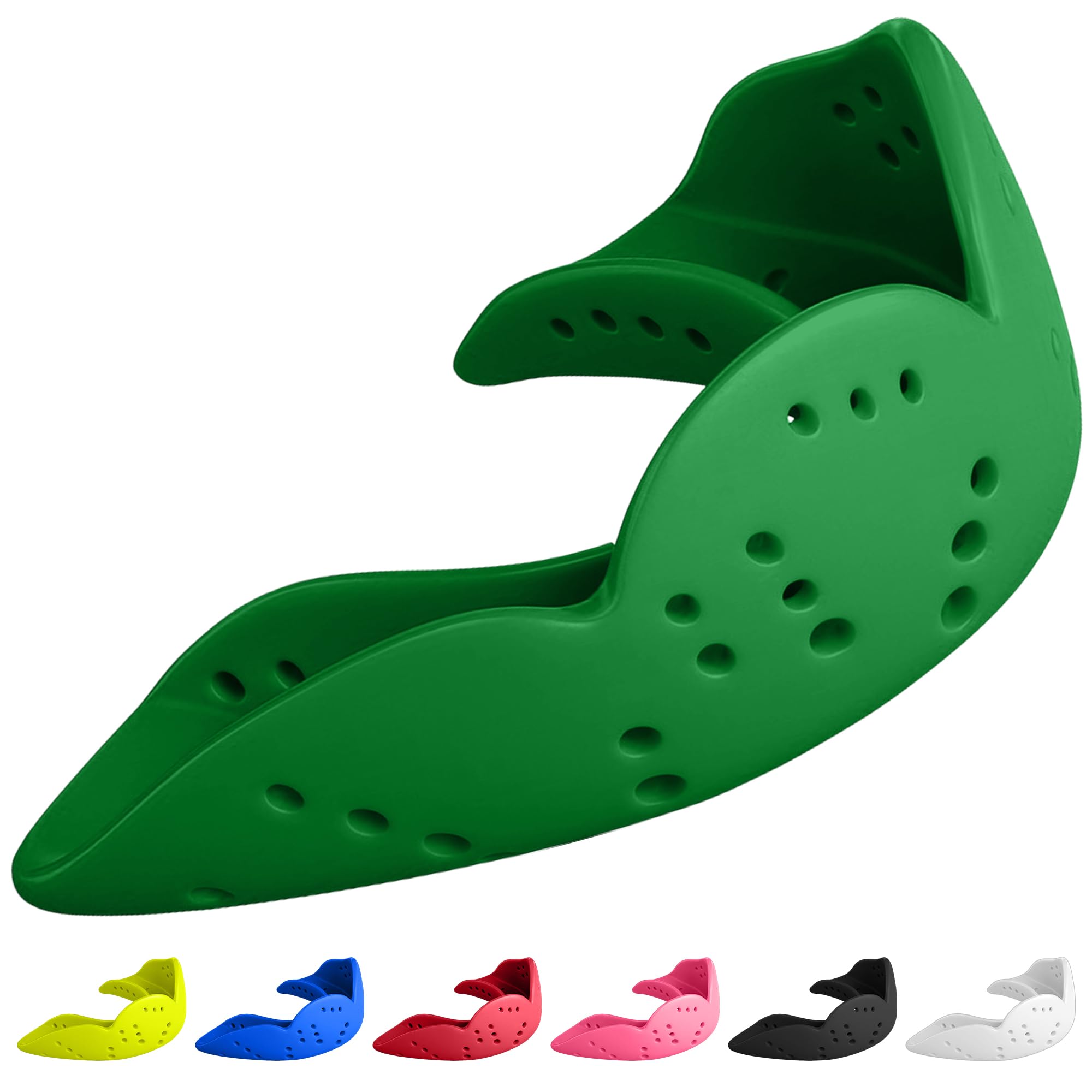 SISU Mouth Guard Aero - Forest Green - Ultra Slim Gumshield for Adults & Kids - Custom Fit Rugby Gum Shield- A Remouldable Sports Mouthguard for Boxing, MMA, Hockey - Small (Under 5' Tall)