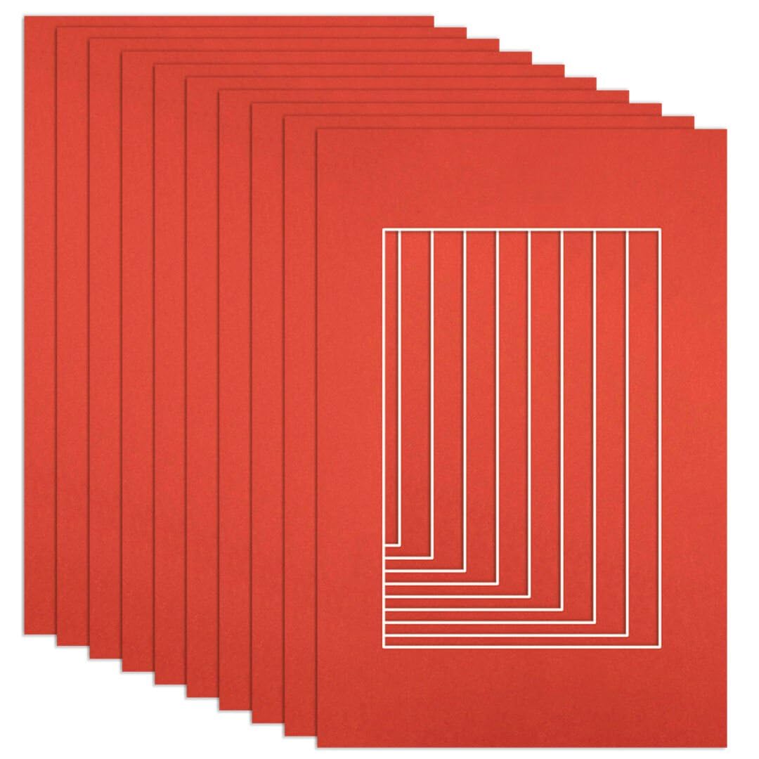 Procut Global 90x60cm Poppy Red Picture Mounts to Fit 60x40cm Aperture - Precision Cut Cardboard Photo Mount - Ideal for Frames, Prints, Artwork & Certificates - Sizes & Colours Available - 10 Pack