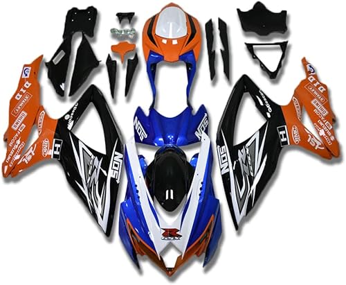 Carenado MC naranja azul blanco apto para 2008 2009 2010 GSXR 600750 GSX-R 600 750 Molde de inyección de plástico ABS nueva carrocería 08 09 10 M76