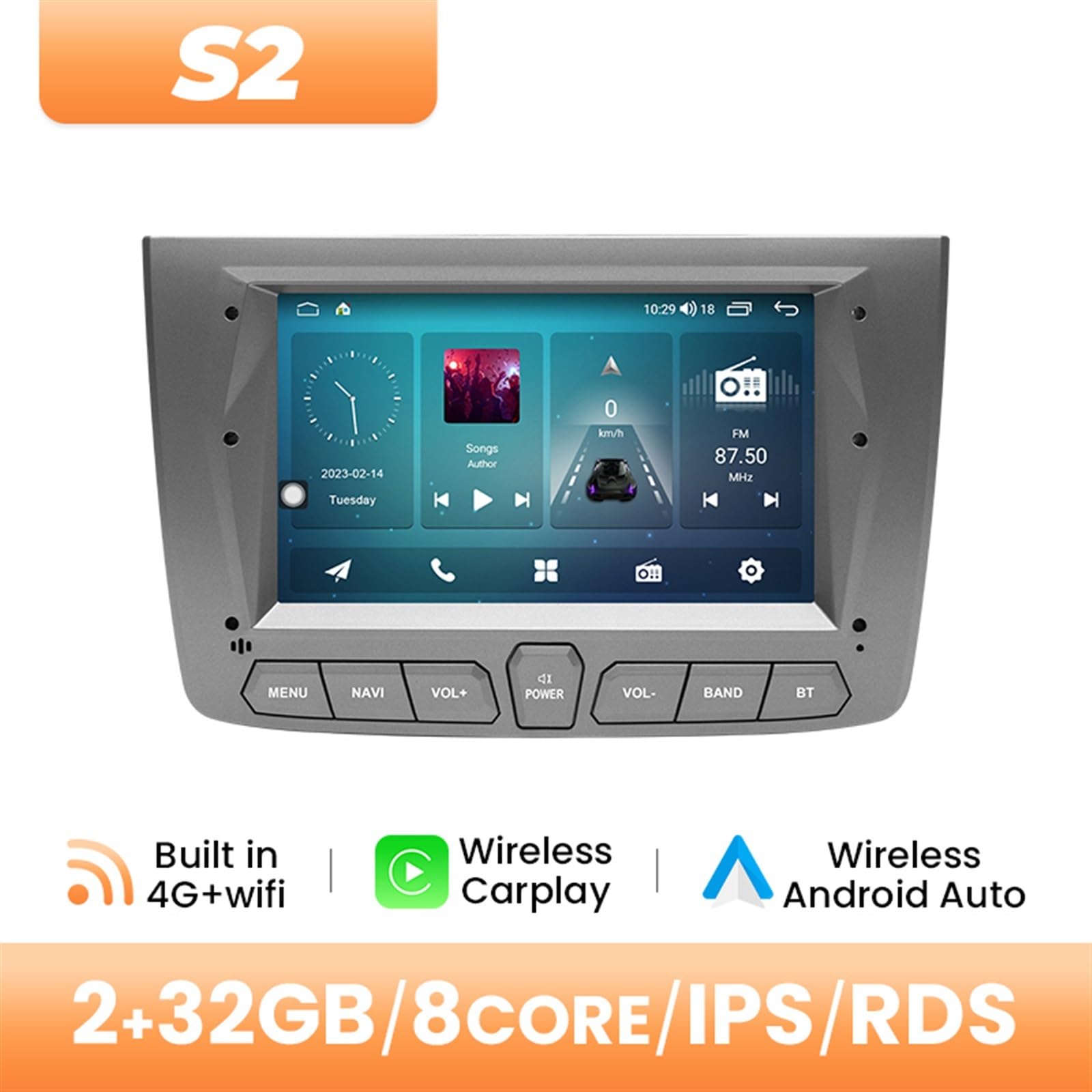 Nawigacja satelitarna Odtwarzacz radia samochodowego Wifi AI głosowa nawigacja GPS(2GB RAM 32GB ROM)