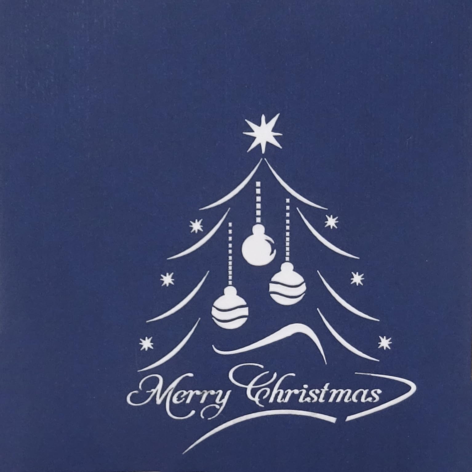 Pop-Up Weihnachtskarte Tannenbaum – 3D Grußkarte, 12x12 Cm, Blau, Mit Umschlag