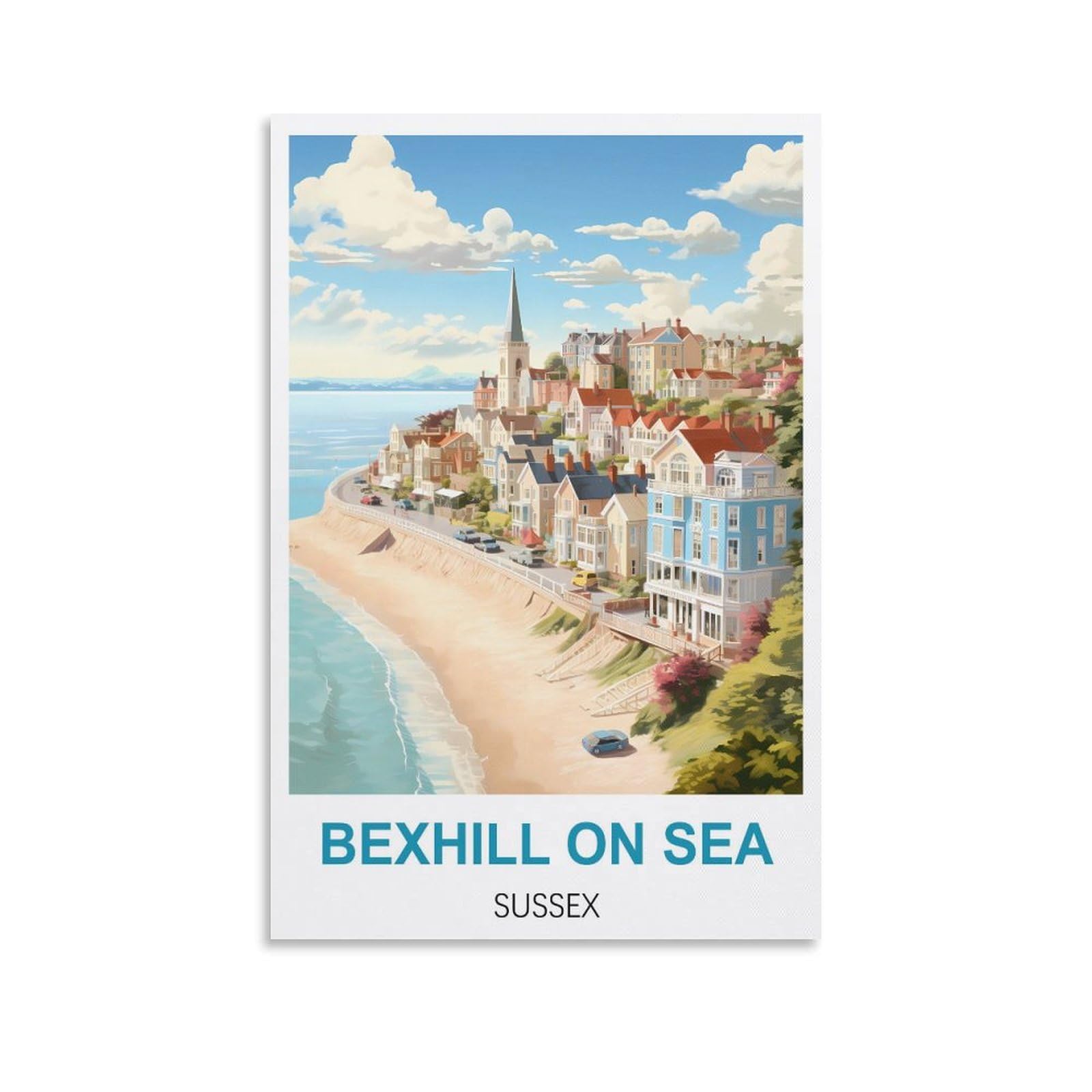 Metal Tin Sign,Bexhill on Sea Sussex,Ideal for Pub Shed Bar Office Man Cave Home Bedroom Dining Room Kitchen 30x30cm