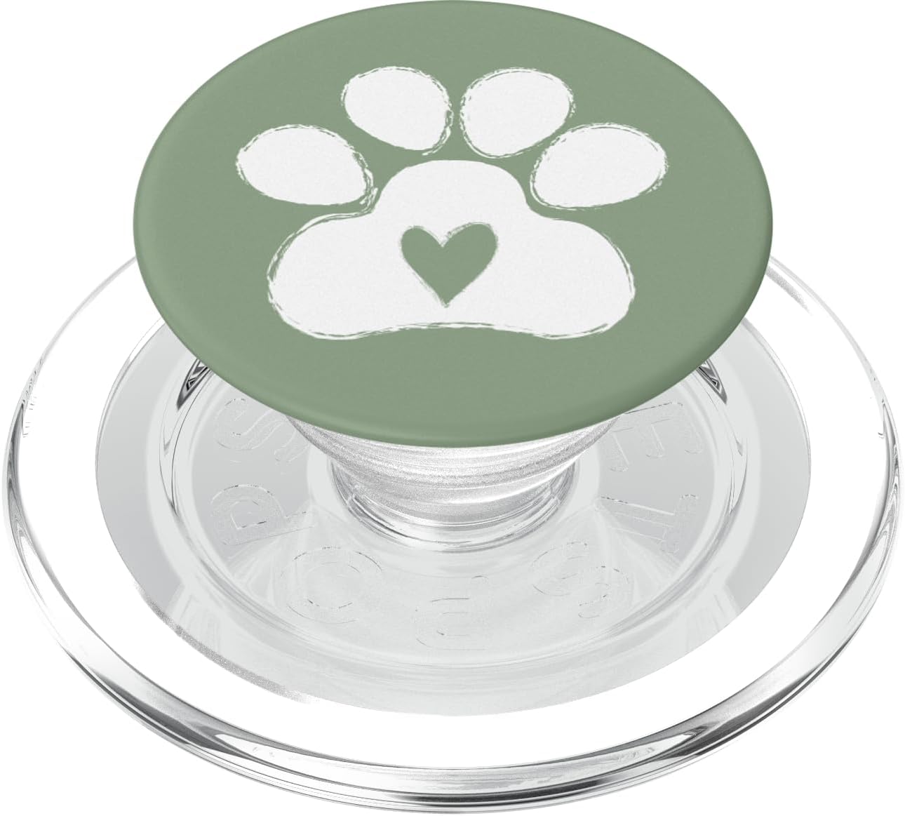 Vintage Dog Paw Print Love Minimalist Heart on Sage Green PopSockets PopGrip for MagSafe