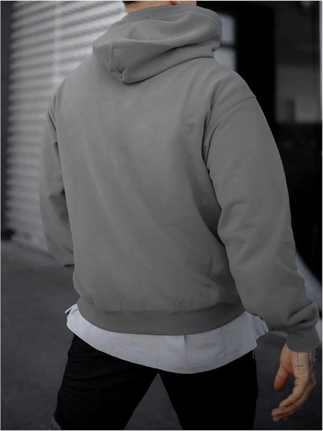 Men's Fall Hoodies Letter Graphic Hooded Sweatshirts Casual Loose Pullover Tops with Pocket - Image 3