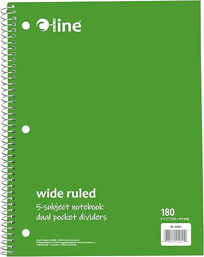 Miniatura 6 de C-Line Cuaderno de 5 materias, rayas anchas, 1 cuaderno, el color puede variar (22051)