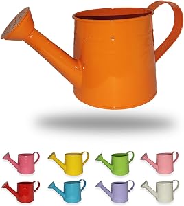 Small Watering Can for Indoor Plants,Water Can with Sprinkler Head,Vintage Spray Watering Cans with Spout​,for Kids Child Children Outdoor Flowers House,Decorative Retro Metal ​Painted 1L(Orange)