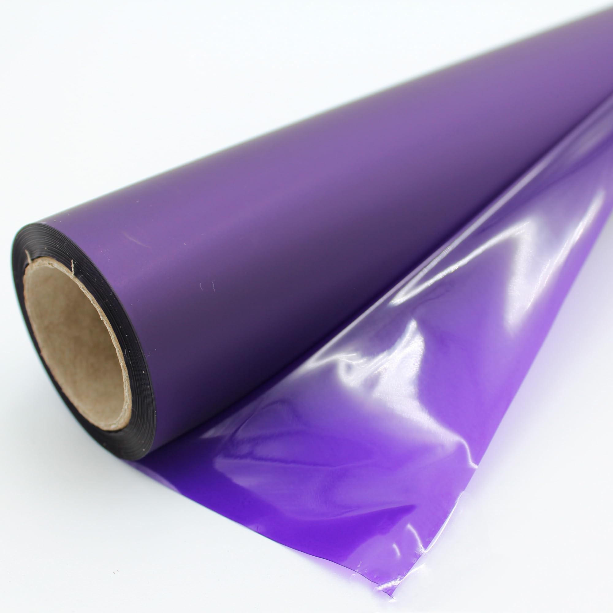 30m Rollo de Celofán Morado con una Cara Brillo y la Otra Mate 70cm para Envolver Regalos, Cestas y Decoración de Flores, Papel Celofan (Morado)