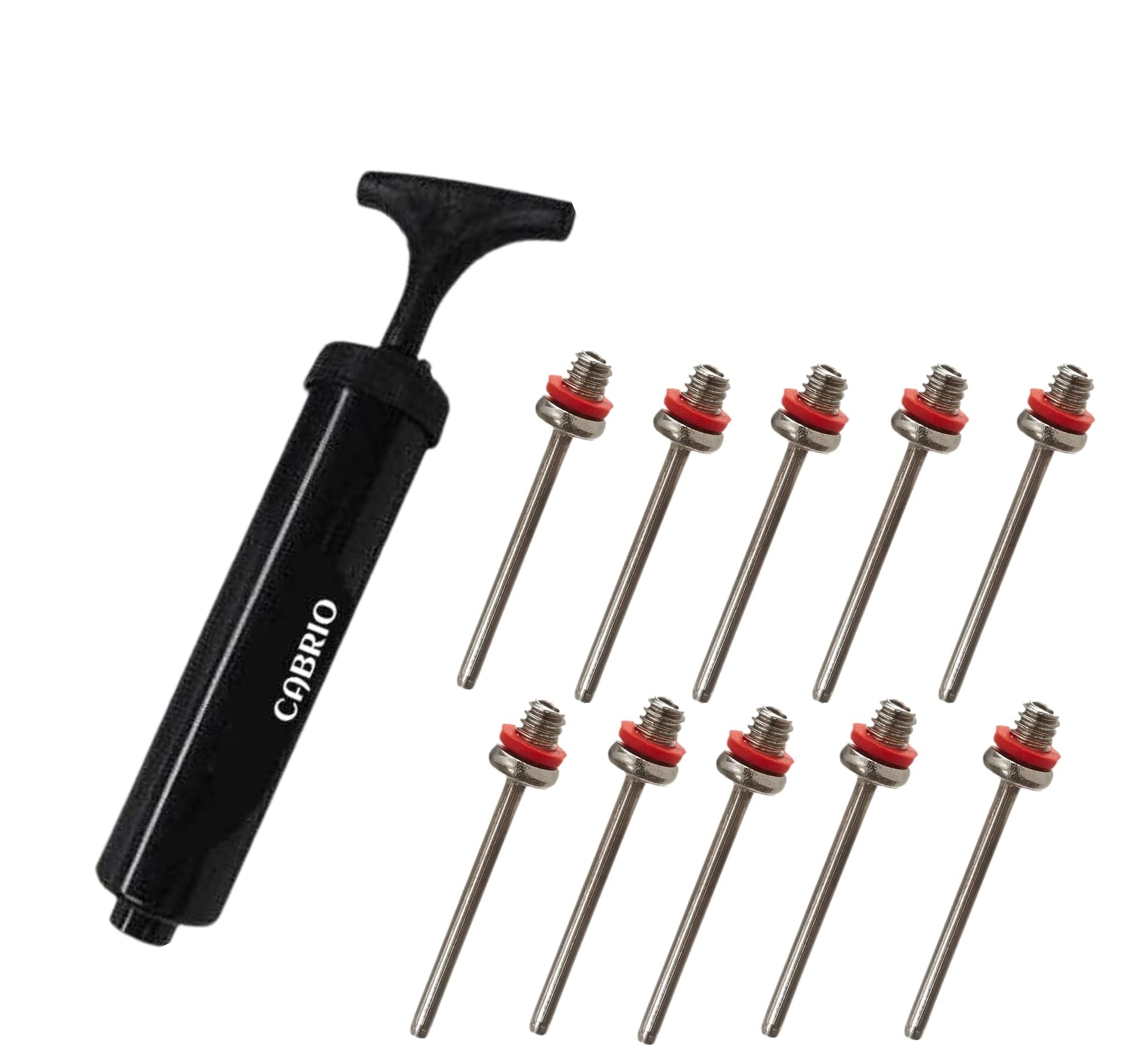 Combo of 1 Football Pump and 10 Football Inflating pin for Volleyball Basketball Air Pump Needle Pin Stainless Steel