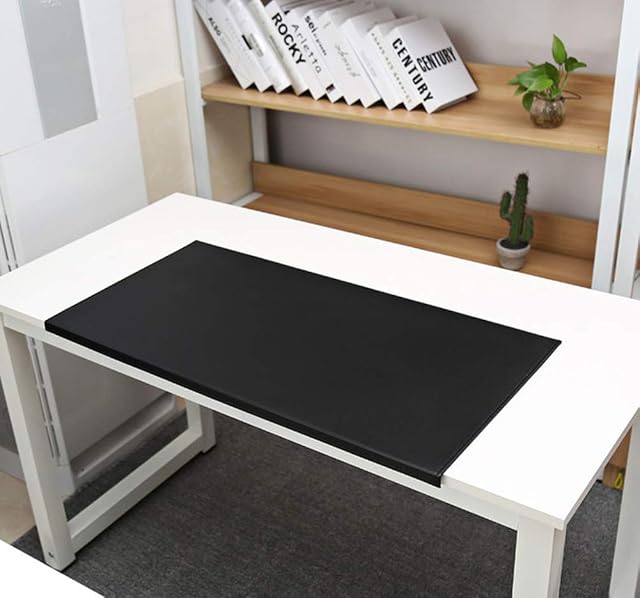 Office Premium PU Leather Desk Pad with Edge Protector,Waterproof Desktops Mate with Lip,Non-Slip Desk Pad Mouse Pad Table Mat-black-60 * 30cm