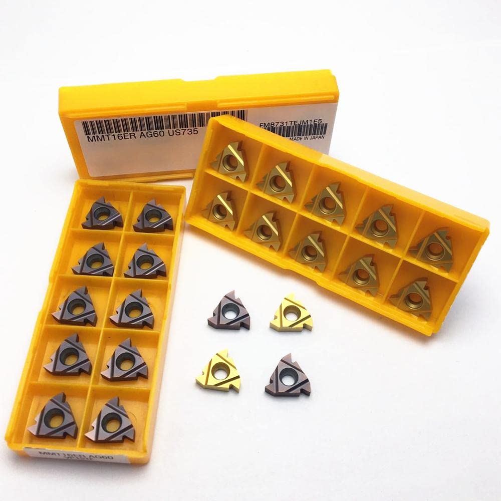 Cutting Thread Insert 16IR 16ER AG55 UE6020 VP15TF US735 16IR 16ER AG60 Carbide Insert CNC Lathe Slotted Thread Insert 16IR 16ER - ( 20Pcs (2box)/ Angle: MMT16ER AG55 US735 )