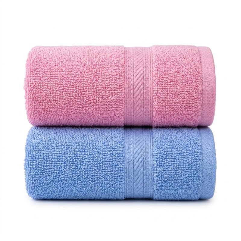 Image of TowelWala Premium Hand Towel 550 GSM Soft Absorbent Quick Dry (Pink /Blue)