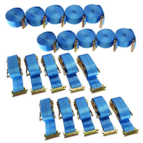 10 x Spanngurt/Zurrgurt, LC 750/1500 daN, 5 m, 50 mm, 2-teilig mit Ratsche, Beschlag für Kombi-Zurrschiene