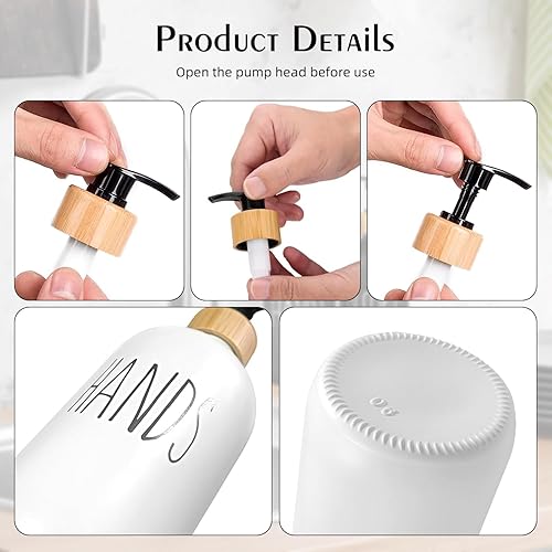 Miniatura 6 de Arktek Juego de dispensador de jabón de vidrio con bandeja, paquete de 2 dispensadores de jabón de manos y platos para baño y cocina, dispensador de