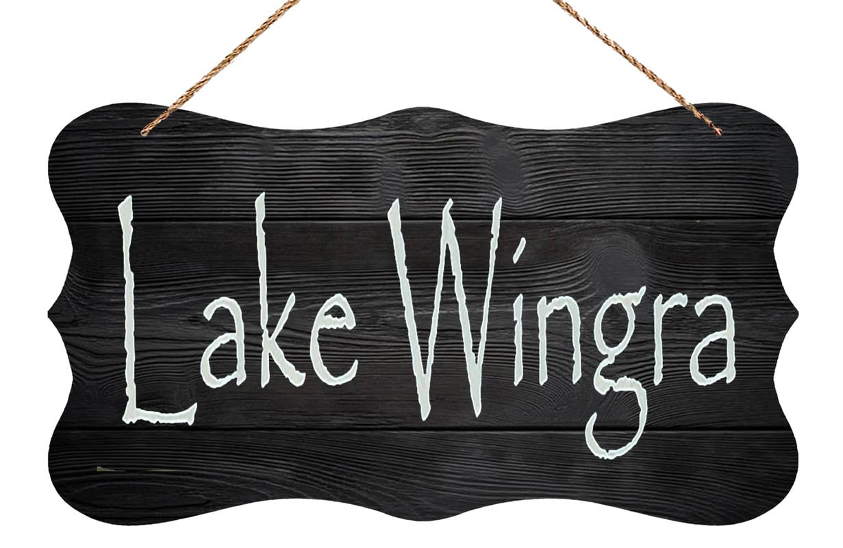 Lake Wingra Themed Wooden Sign - 12X6 Inch Farmhouse Rustic Bedroom Wall Art, Vintage Prayer Decor for Bedroom Home
