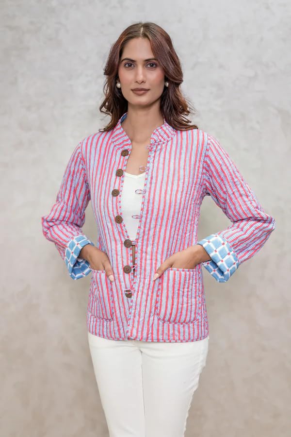Image of Cotton Quilted Jacket for Winter | Warm Lightweight, Soft Quilted Reversible, Casual Jackets for Women | Stylish Cotton Outerwear | Breathable & Comfortable