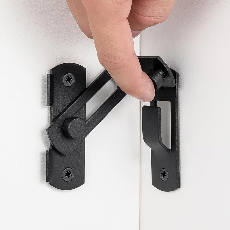 4 Packs Matte Black 90 Degree Flip Barn Door Lock Latches | Stainless Steel Gate Latch,Suitable for Sliding Door,Garden Gates,Wine Cabinet,Closet,Pet Cage,French Door,Fence Gates