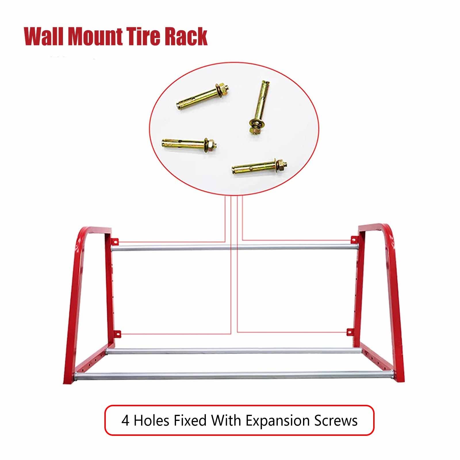 SDdPulse Supporto per pneumatici in metallo, regolabile, con ruote, per casa, garage, auto, concessionari di auto, scaffalature da officina a pavimento, rosso, 127 x 60 x 60 cm