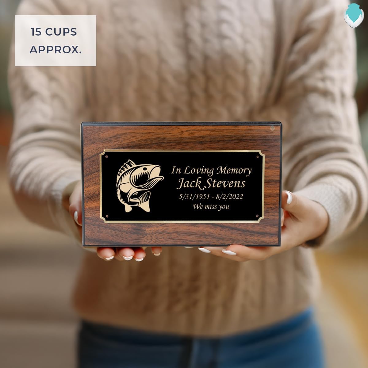 GetUrns Heritage Adult Walnut Cremation Urn Box for Human Ashes I Fishing Custom Engraved Wooden Urns for Male and Female I 213lbs