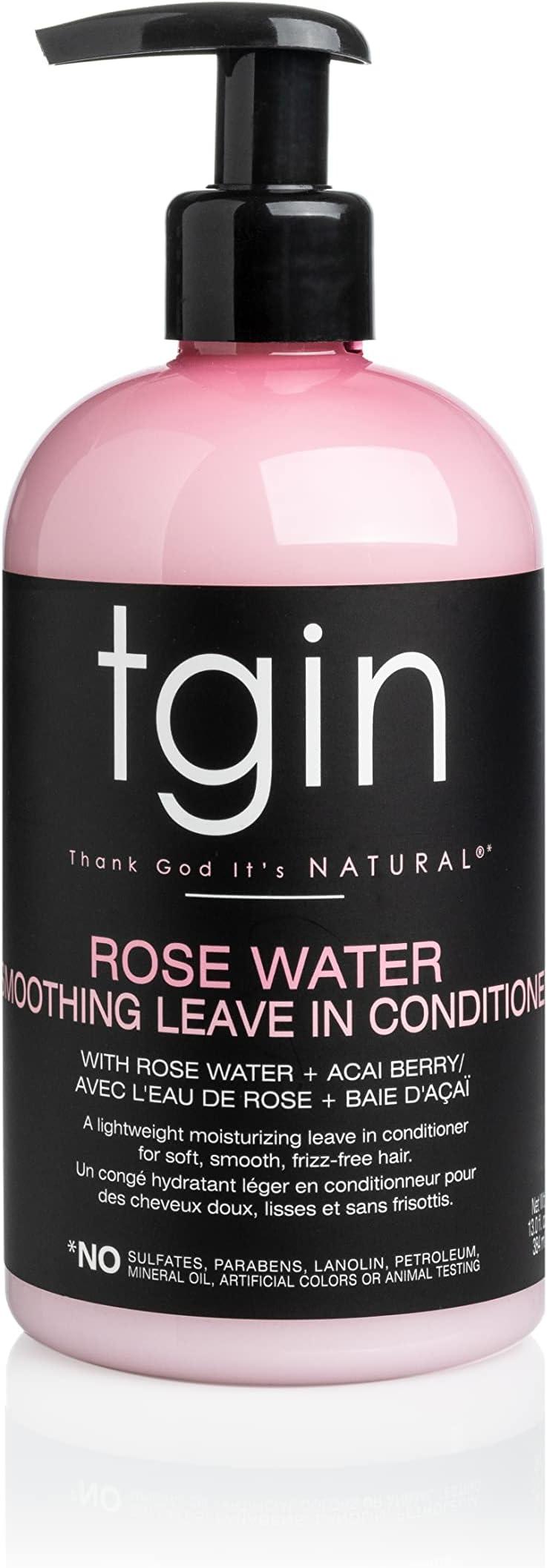 tgin Rose Water Smoothing Leave-In Conditioner for Natural Hair - Protective Styles - Curls - Waves - Detangler - Great for low porosity hair - Fine hair