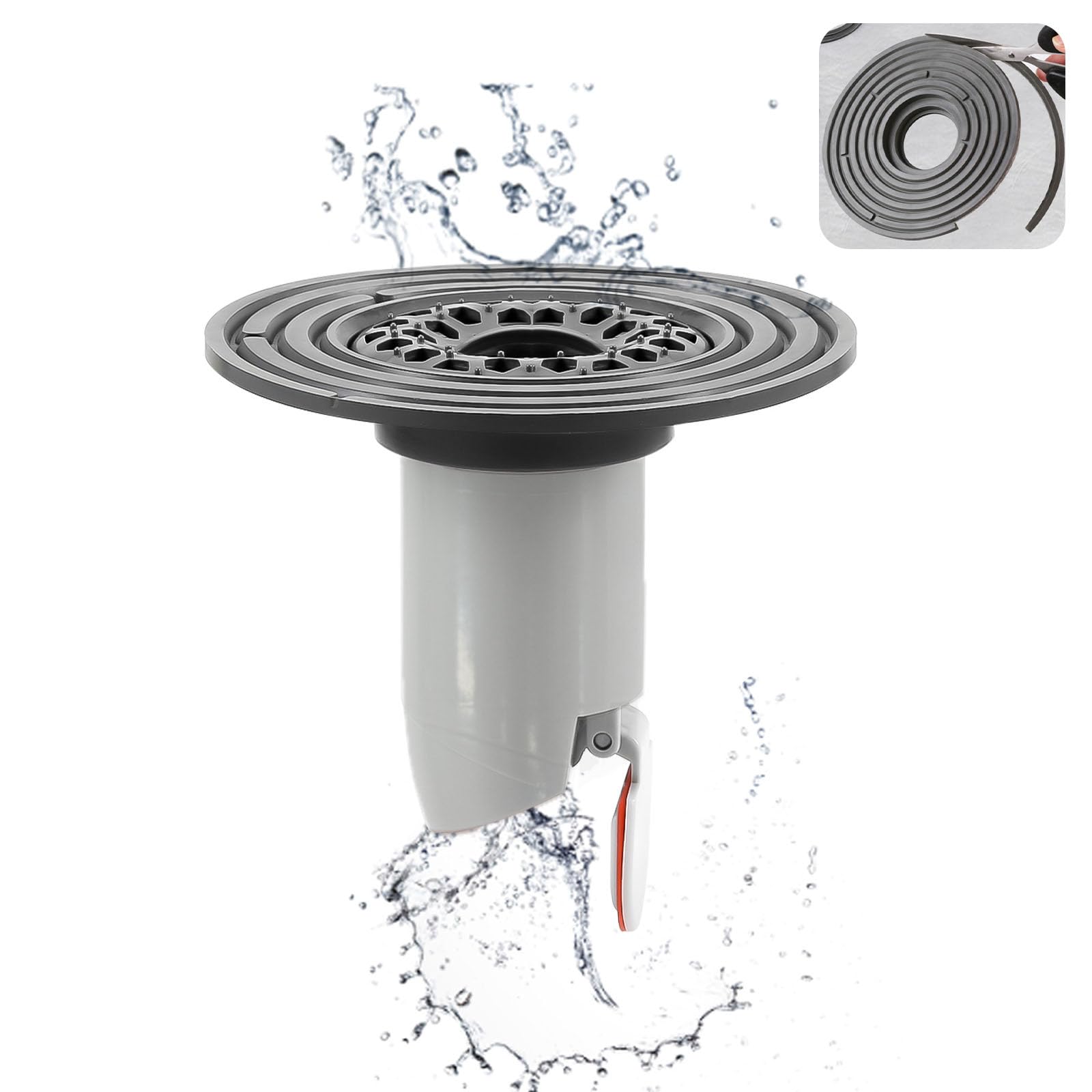 QruiLanTu Odor-Proof Shower Drain Plug with Magnetic Backflow Preventer, Hair Catcher, and Variable Diameter Washers, Fits drains, sewers, and pipes with inner diameters from 1.5" to 3.9"