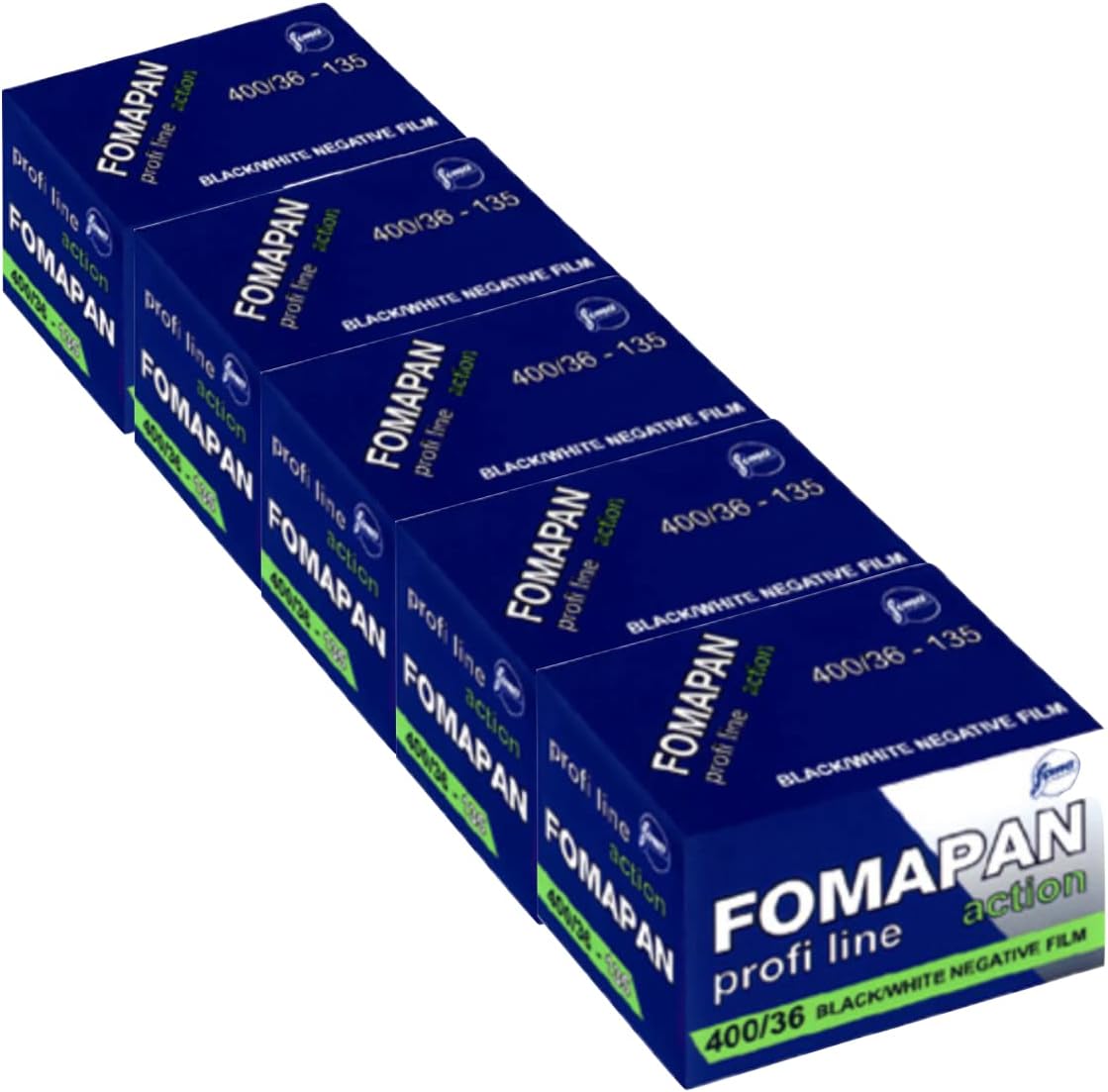 Pack of 5 FOMAPAN Action 400 ASA 135/36 Film 35 mm Black+White