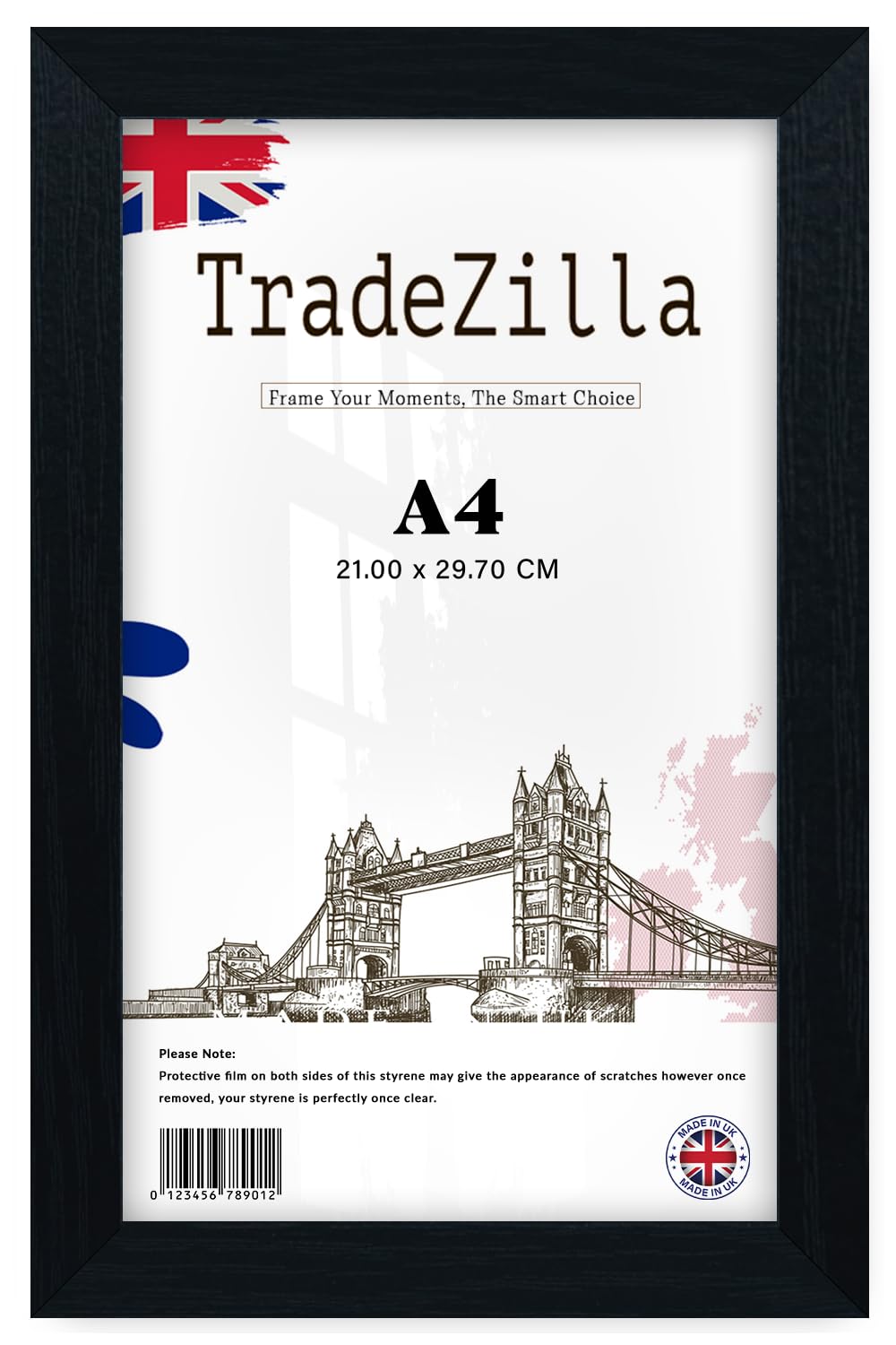 TradeZilla | Black A4 (21.00 x 29.70 CM) Poster Frame - 210 x 297 mm Photo Frame for Posters and Prints – Solid Eton wood, Home Décor 0' 8" x 0' 12" [ Black ]