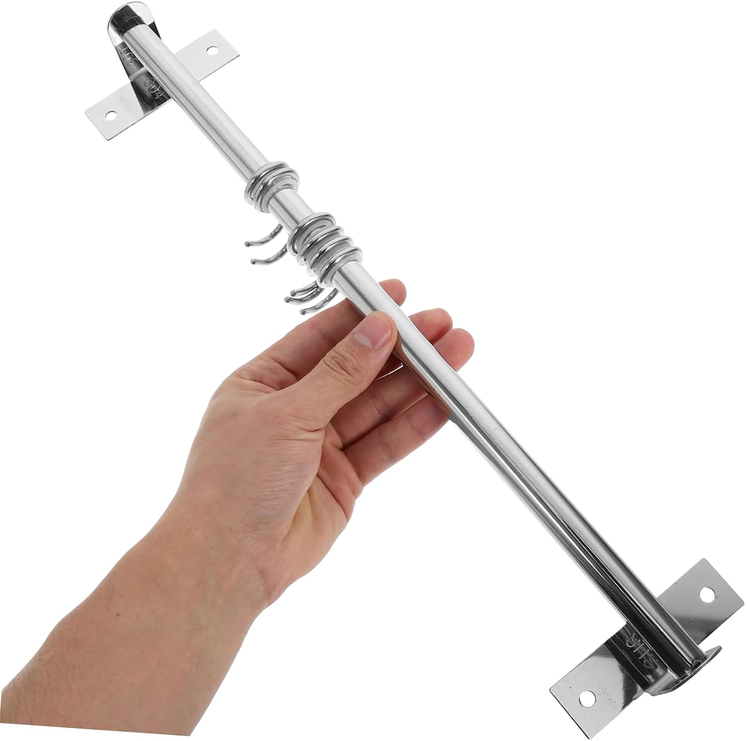 Stainless Steel Kitchen Hook Rack No-Punch Multifunctional Wall Hanger for Home and Bathroom Hooks for Towels Utensils and Accessories Silver