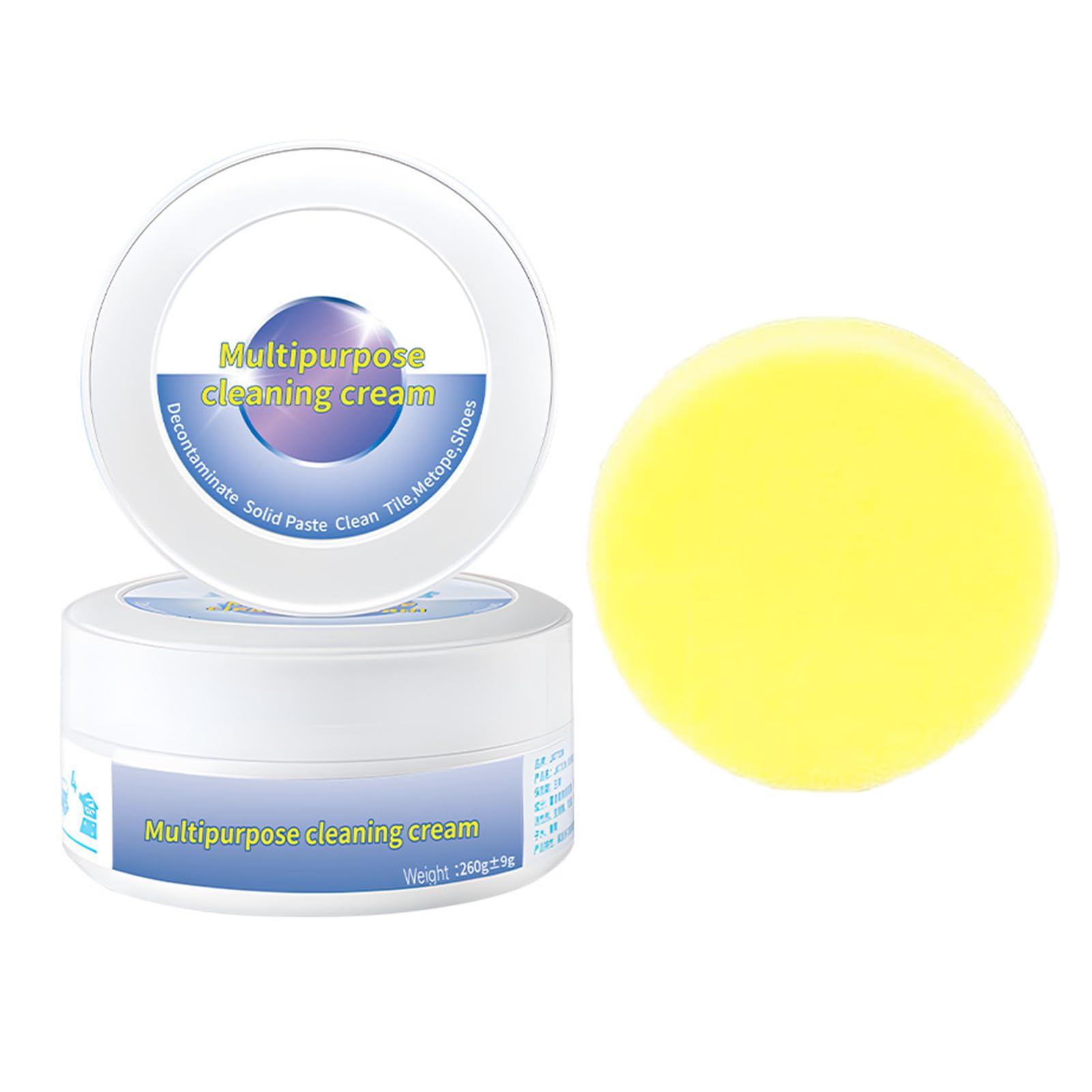 MovstrikerMultifunctional White Shoe Cleaning Cream, 260g White Trainer Cleaner with Sponge Shoes Whitener for Trainers Sneaker Cleaner Trainer Whitener Cleaning Paste for Shoes Clothes Sofa