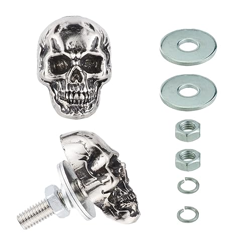 Miniatura 8 de Temzzer Tornillos de matrícula de calavera antirrobo para la mayoría de vehículos y motocicletas, 4 unidades (negro)