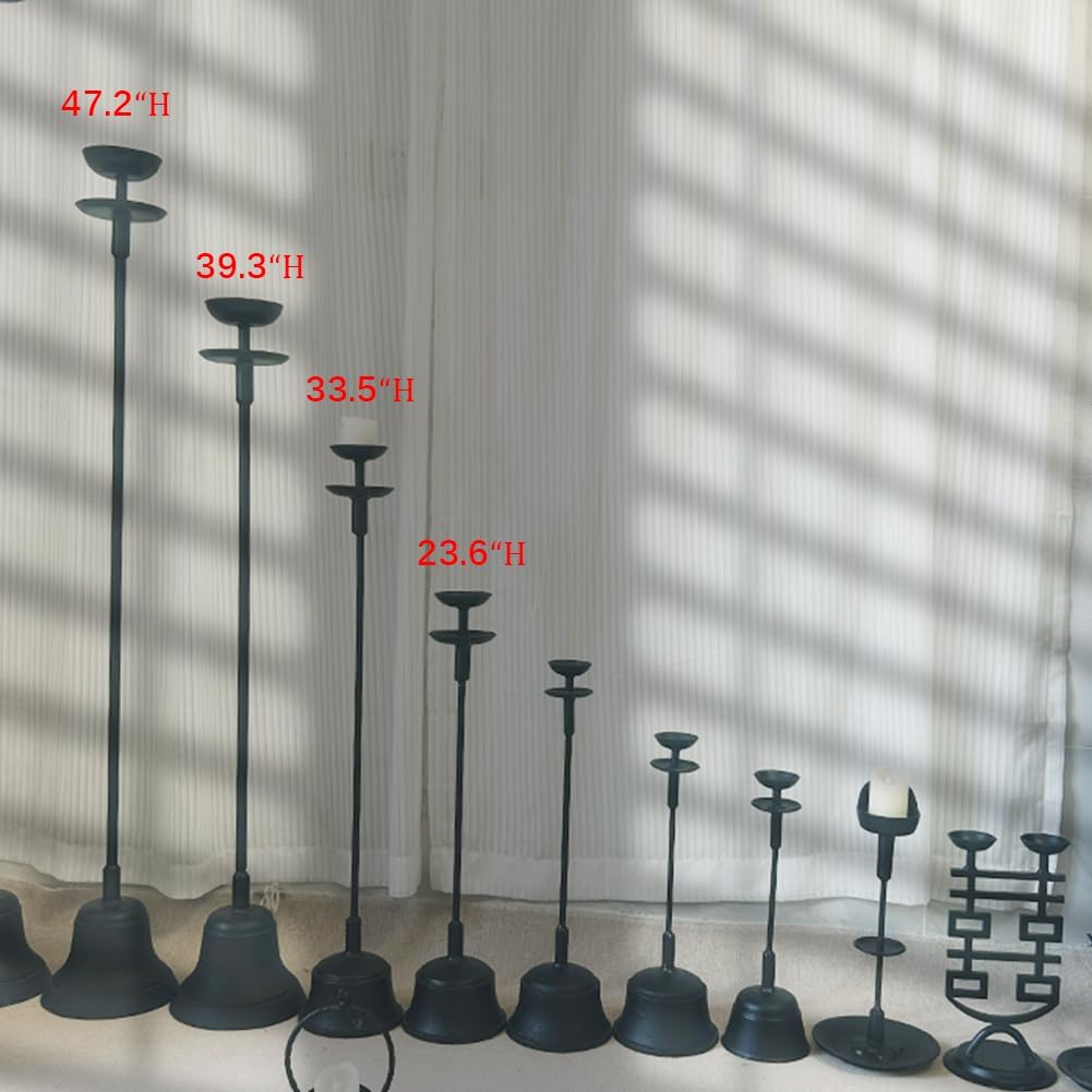 Metal 33.5inch Tall Candlestick Holders Floor Candelabra,Vintage Candle Holders Floor Candle Stand for Home Living Room Decor (33.5" H)