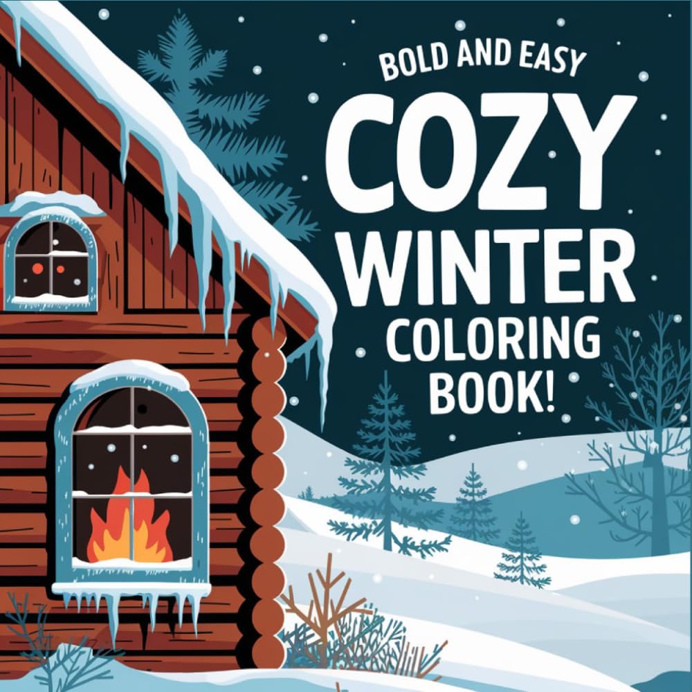 Bold and Easy Cozy Winter Coloring Book (Vol 1): Simple and Relaxing Winter Scenes with Snowy Homes, Warm Drinks, and Cozy Moments for Stress Relief